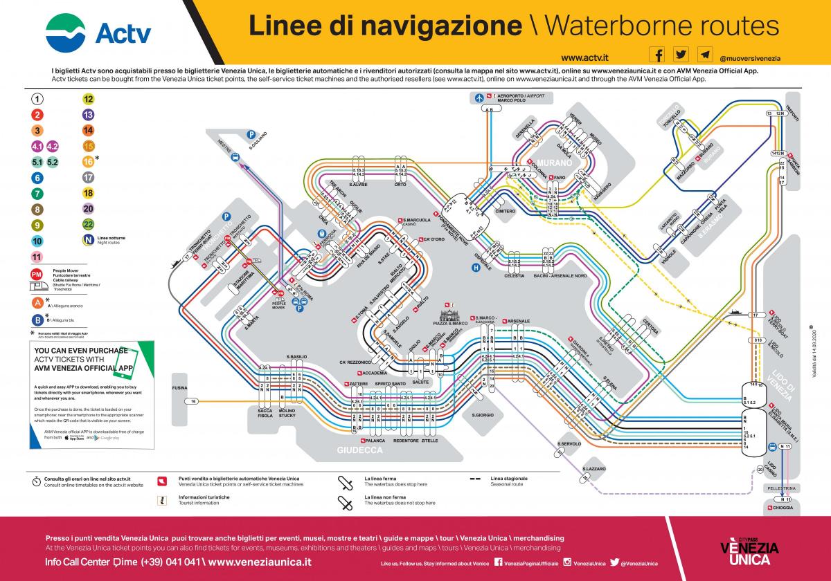 意大利威尼斯的公共交通运输地图